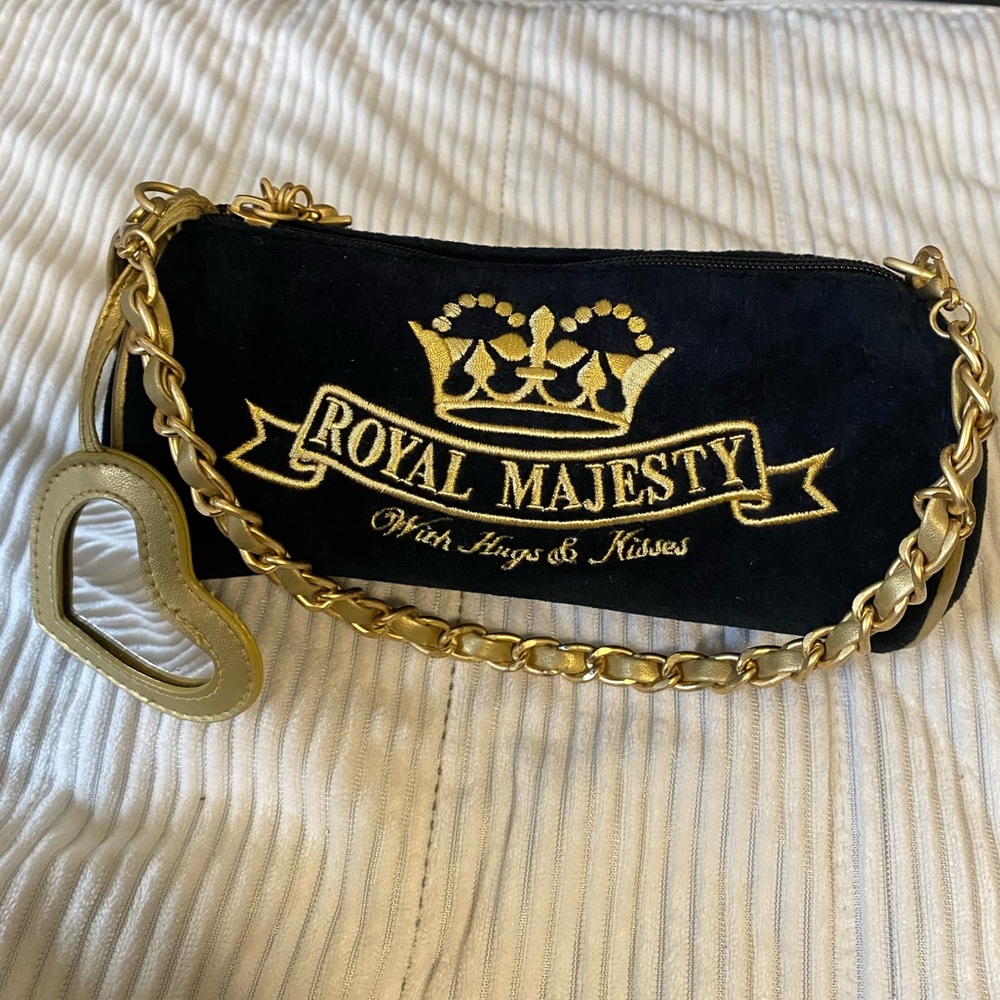 Royal Majesty Black Suede and Gold Micro Mini Bag